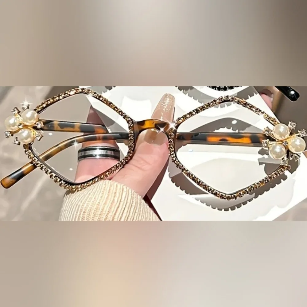 Tortoise  2.5 Bling Readers w/ Gold Crystals Pearl Accents  Lightweight